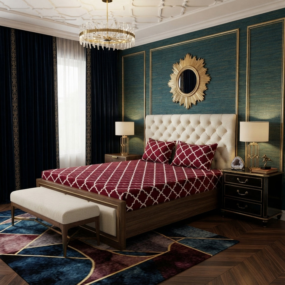 3D Crystal Cotton 3-piece Bedsheet Set - Home Accessory Designed For Bedroom Comfort (AY0010055)