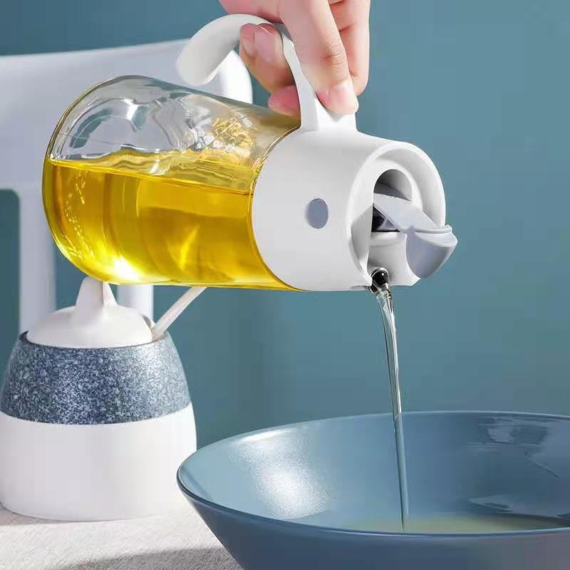 Glass Oil Jar Home Leak Proof Oil Bottle Kitchen Automatic Opening