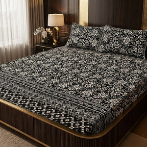 3D Crystal Cotton 3-piece Bedsheet Set