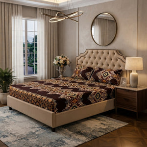 3D Crystal Cotton 3-piece Bedsheet Set - Designed For Bedroom Comfort (AY0010052)