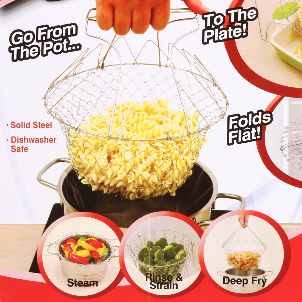 Stainless Steel Chef Basket 12 in 1 Kitchen Tool Deluxe Boiler