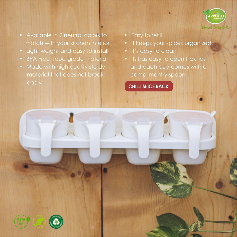 4 In 1 Beautiful Chili Spice Rack Wall Hanging Kitchen Rack