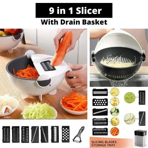 Multifunctional Vegetable Cutter with Drain Basket Kitchen Slicer