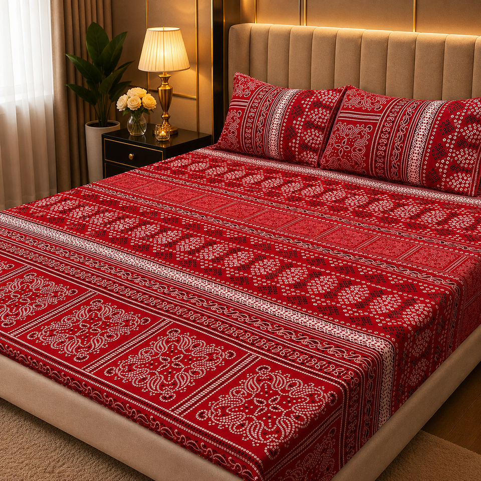 3D Crystal Cotton 3-piece Bedsheet Set AY0010049