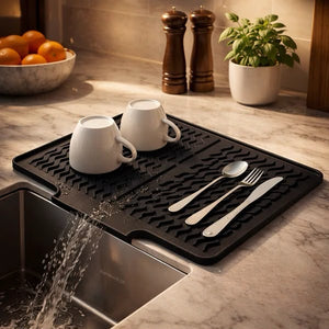 **Premium Silicone Sink Drying Mat – Dish Drying Pad with Drain Spout for Kitchen Sink & Countertop**