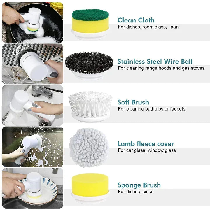 5-in-1 Electric Cleaning Brush Cordless Household Scrubber