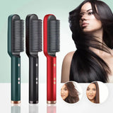 2-in-1 Hair Straightening Brush & Curler Heated Styling Tool