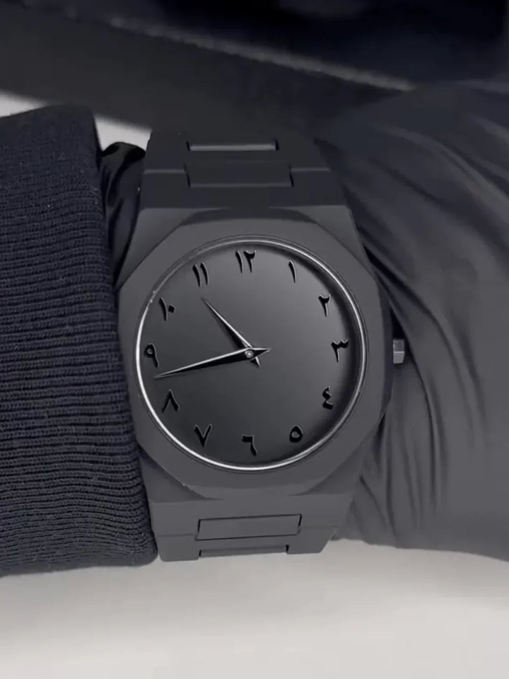 Black Arabic-Style Dial Watch Everyday Timepiece