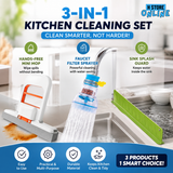 3-in-1 Kitchen Cleaning Set Hands-Free Mini Mop, Faucet Filter
