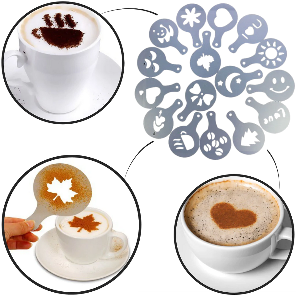 Pcs Coffee Stencil Template Set – Everyday Kitchen Use – Pack of 32