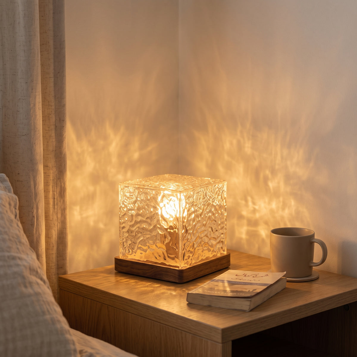 Water Ripple Night Light – Flame Effect Crystal Lamp