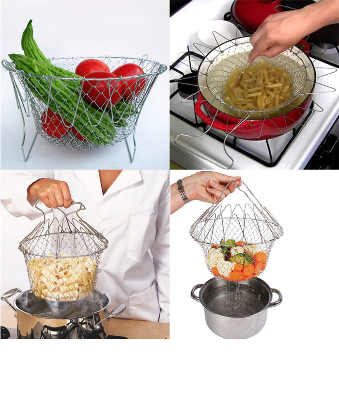 Stainless Steel Chef Basket 12 in 1 Kitchen Tool Deluxe Boiler