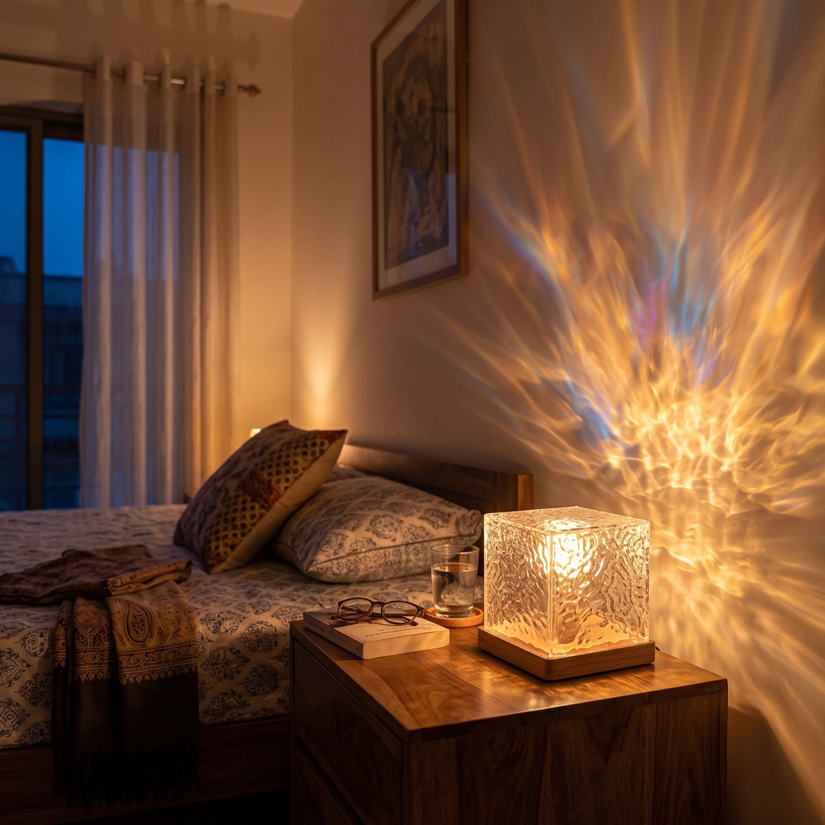 Water Ripple Night Light – Flame Effect Crystal Lamp