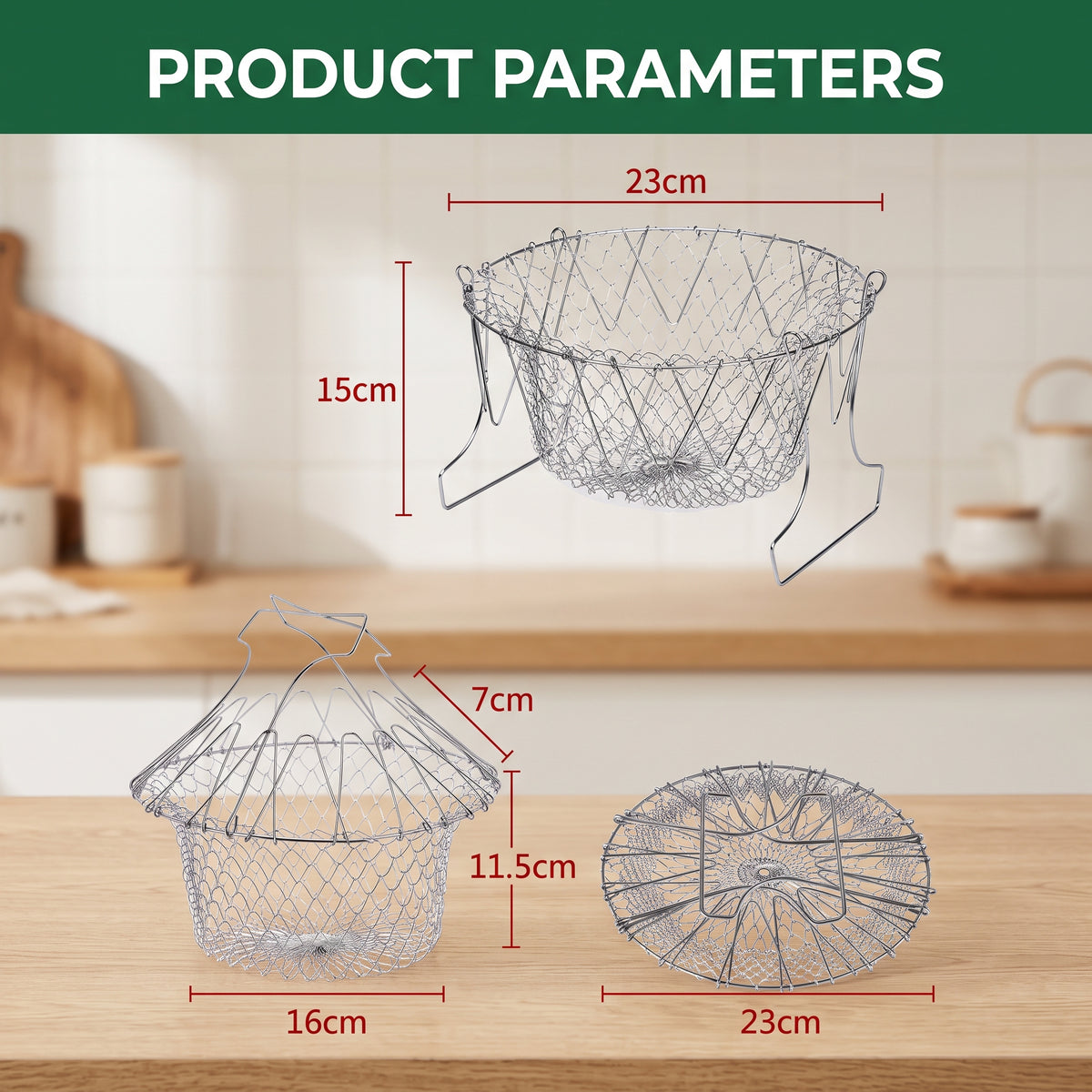 Stainless Steel Foldable Frying Basket – Multipurpose Kitchen Strainer