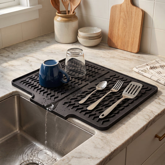 **Premium Silicone Sink Drying Mat – Dish Drying Pad with Drain Spout for Kitchen Sink & Countertop**