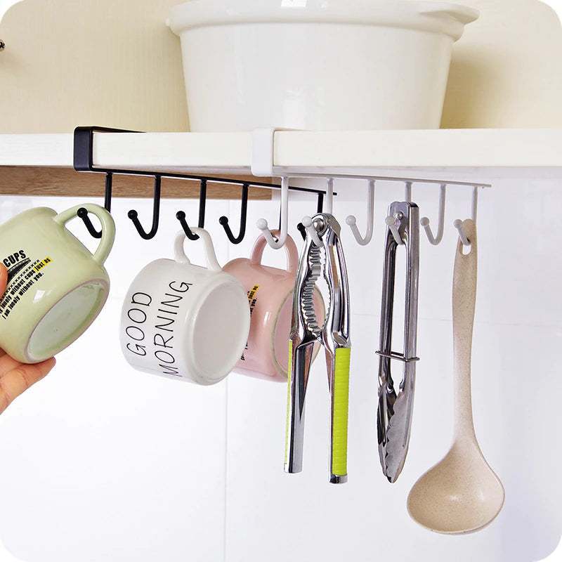 6 Hooks Metal hanger, Storage Shelf Wardrobe Cabinet – Pack of 2