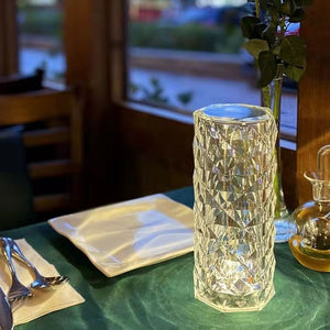 **Rechargeable Rose Diamond RGB Table Lamp – 16 Colors with Wireless Remote Control**