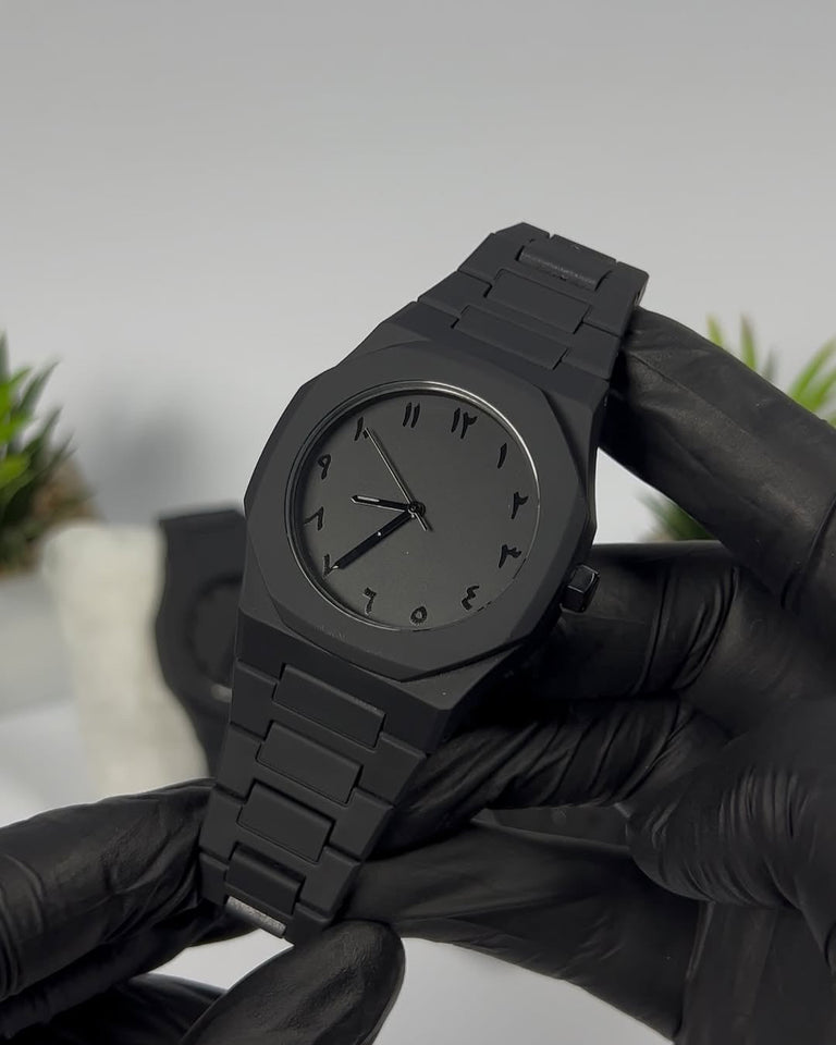 Black Arabic-Style Dial Watch Everyday Timepiece