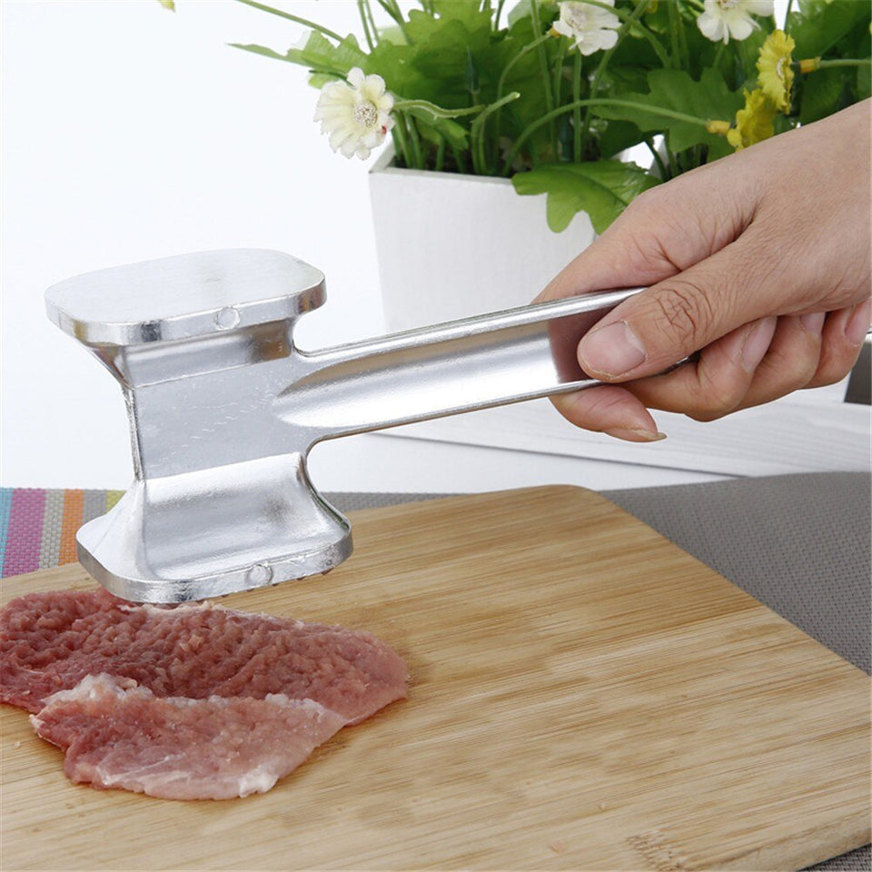 Meat Mallet Tenderizer Steak Hammer Kitchen Tool Aluminum Metal Sliver