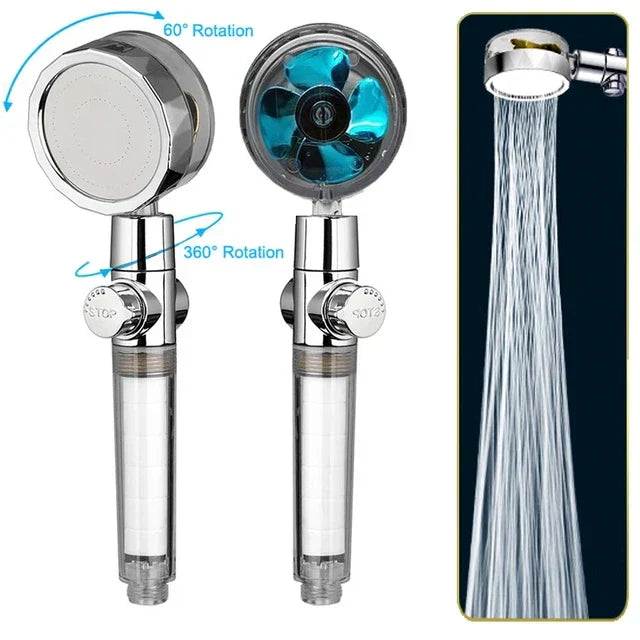360 Degrees Rotating High Pressure Shower Heads, Handheld Turbo Fan