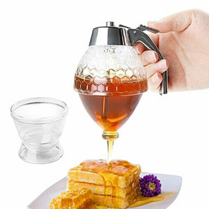 Crystal Glass Honey Dispenser Transparent Honey Storage Bottle