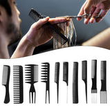 Black Professional Combs Hair Salon Hair Styling Barbers – 10 Pieces