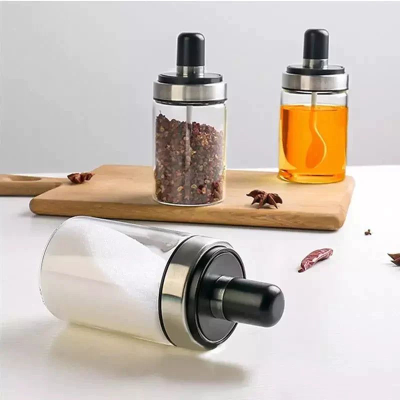 250ml Kitchen Condiment Jar Glass Seasoning Bottle With Spoon