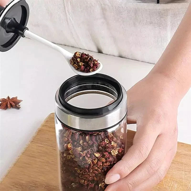 250ml Kitchen Condiment Jar Glass Seasoning Bottle With Spoon