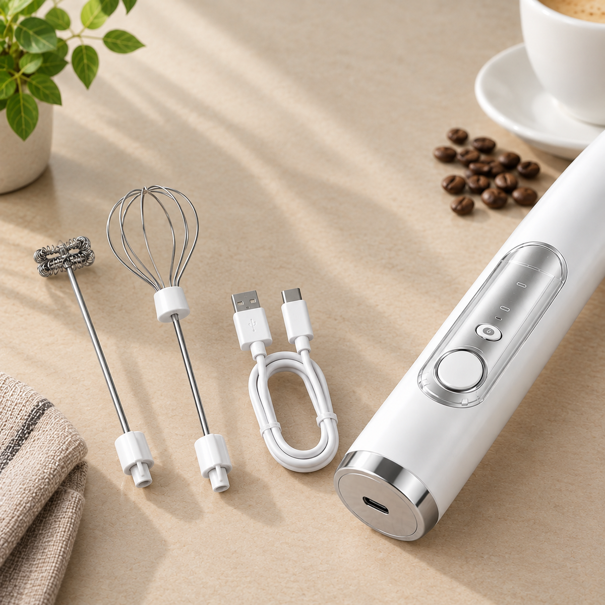 Handheld Electric Coffee Beater & Milk Frother for Latte, Cappuccino and Eggs