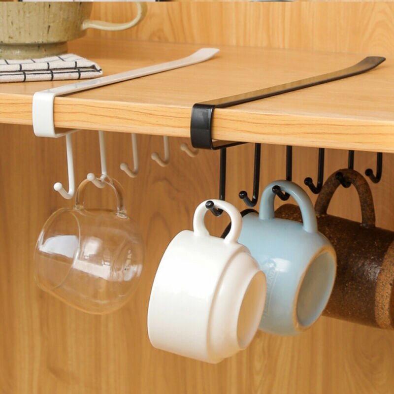6 Hooks Metal hanger, Storage Shelf Wardrobe Cabinet – Pack of 2
