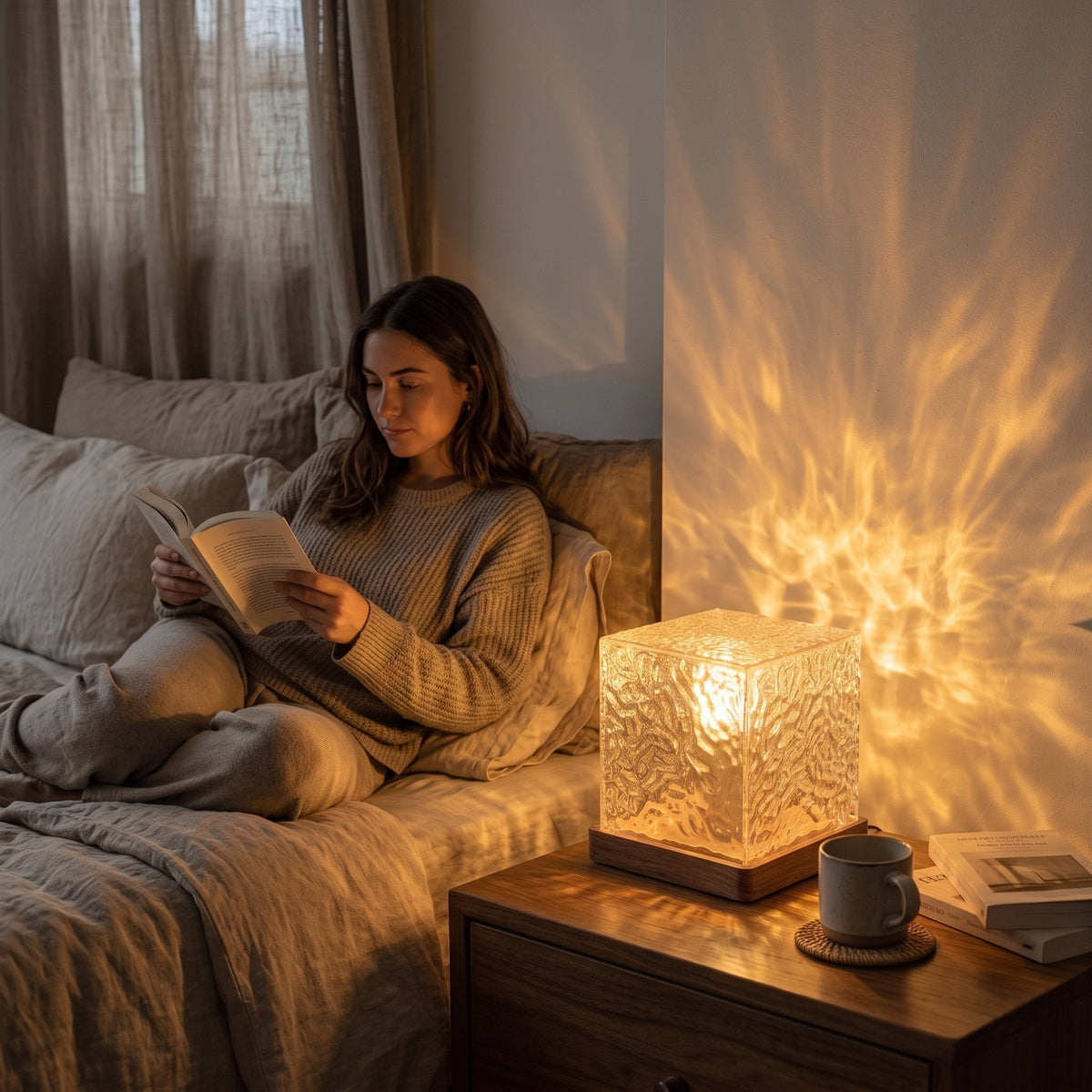 Water Ripple Night Light – Flame Effect Crystal Lamp