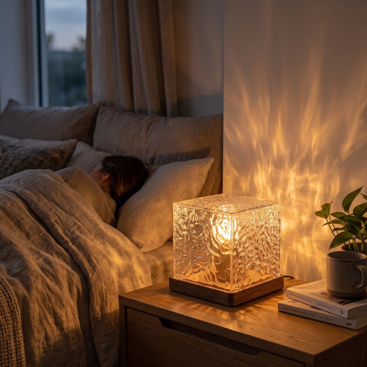 Water Ripple Night Light – Flame Effect Crystal Lamp