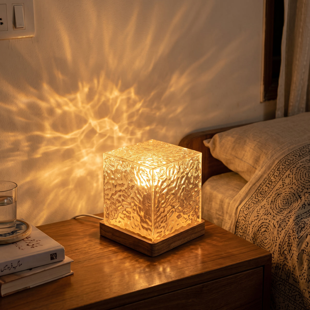 Water Ripple Night Light – Flame Effect Crystal Lamp