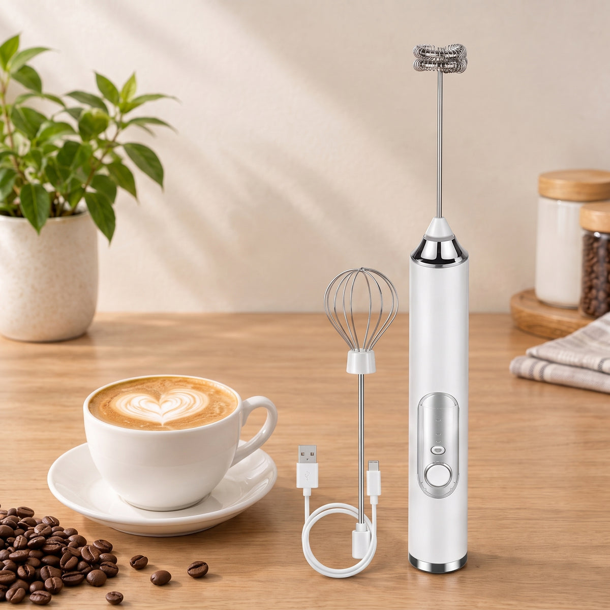 Handheld Electric Coffee Beater & Milk Frother for Latte, Cappuccino and Eggs