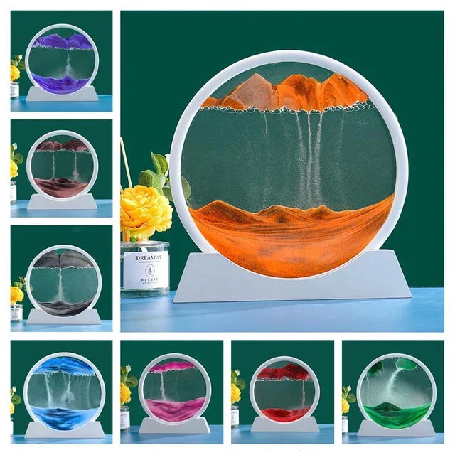 Moving Sand Art Pictures 3-d, Quicksand Painting Ornaments, Round