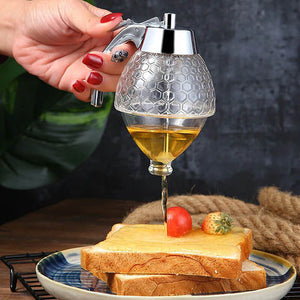 Crystal Glass Honey Dispenser Transparent Honey Storage Bottle
