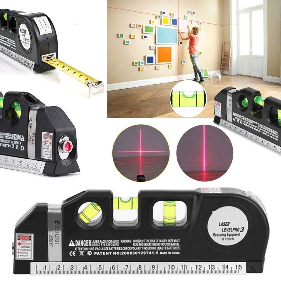 5-in-1 Laser Level with Ruler & Triple Spirit Level