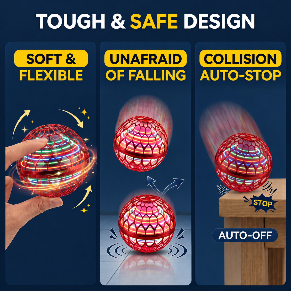 Flying Spinner Boomerang Ball – LED Flying Fidget Toy for Kids