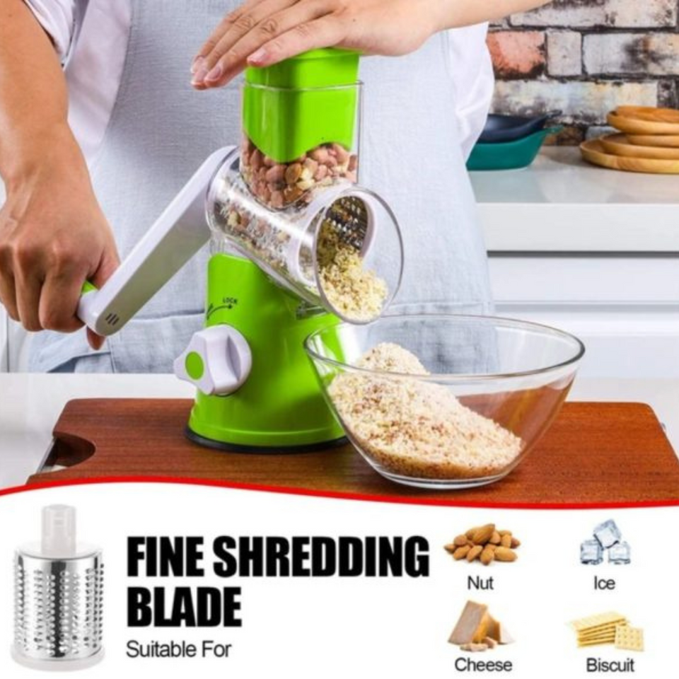 3-in-1 Rotary Vegetable Cutter, Slicer & Grater – Everyday Kitchen Use