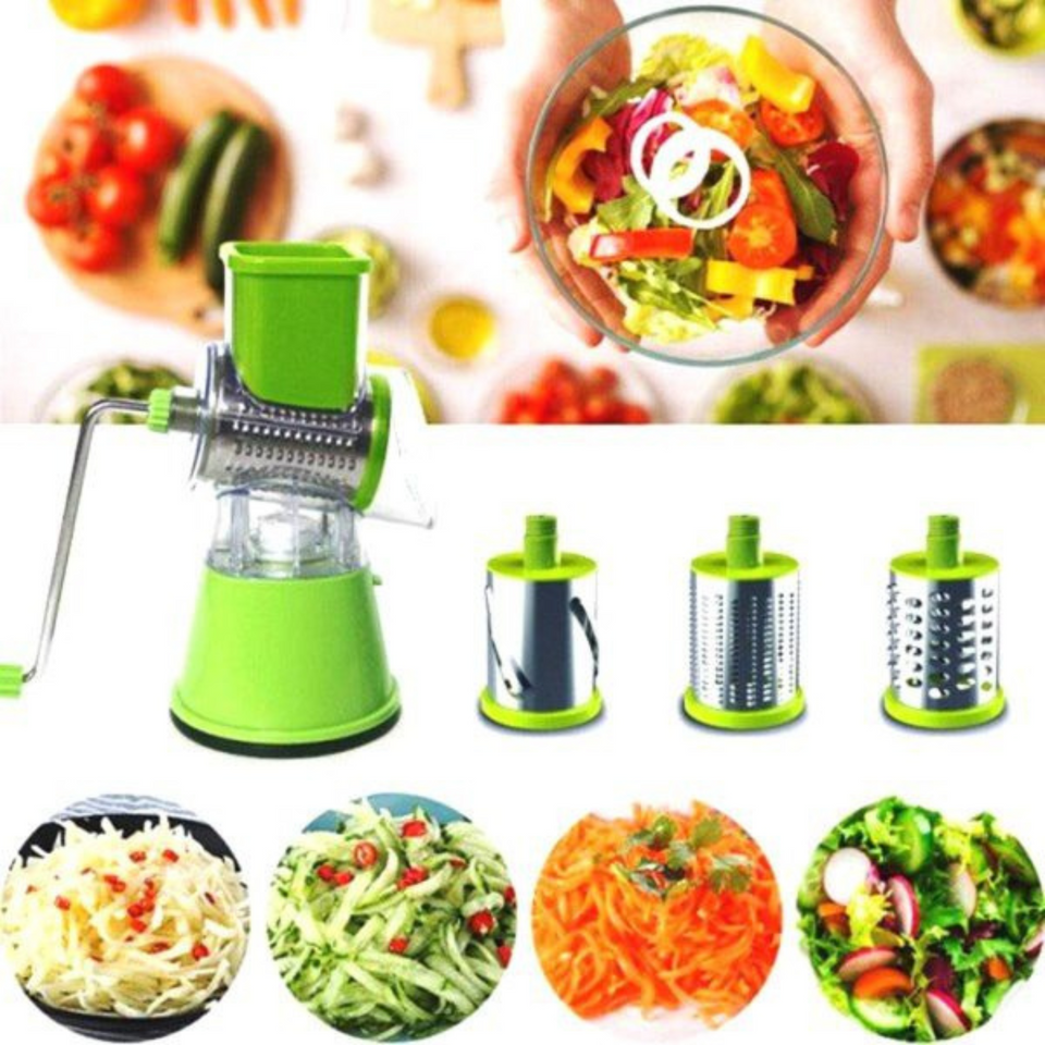 3-in-1 Rotary Vegetable Cutter, Slicer & Grater – Everyday Kitchen Use