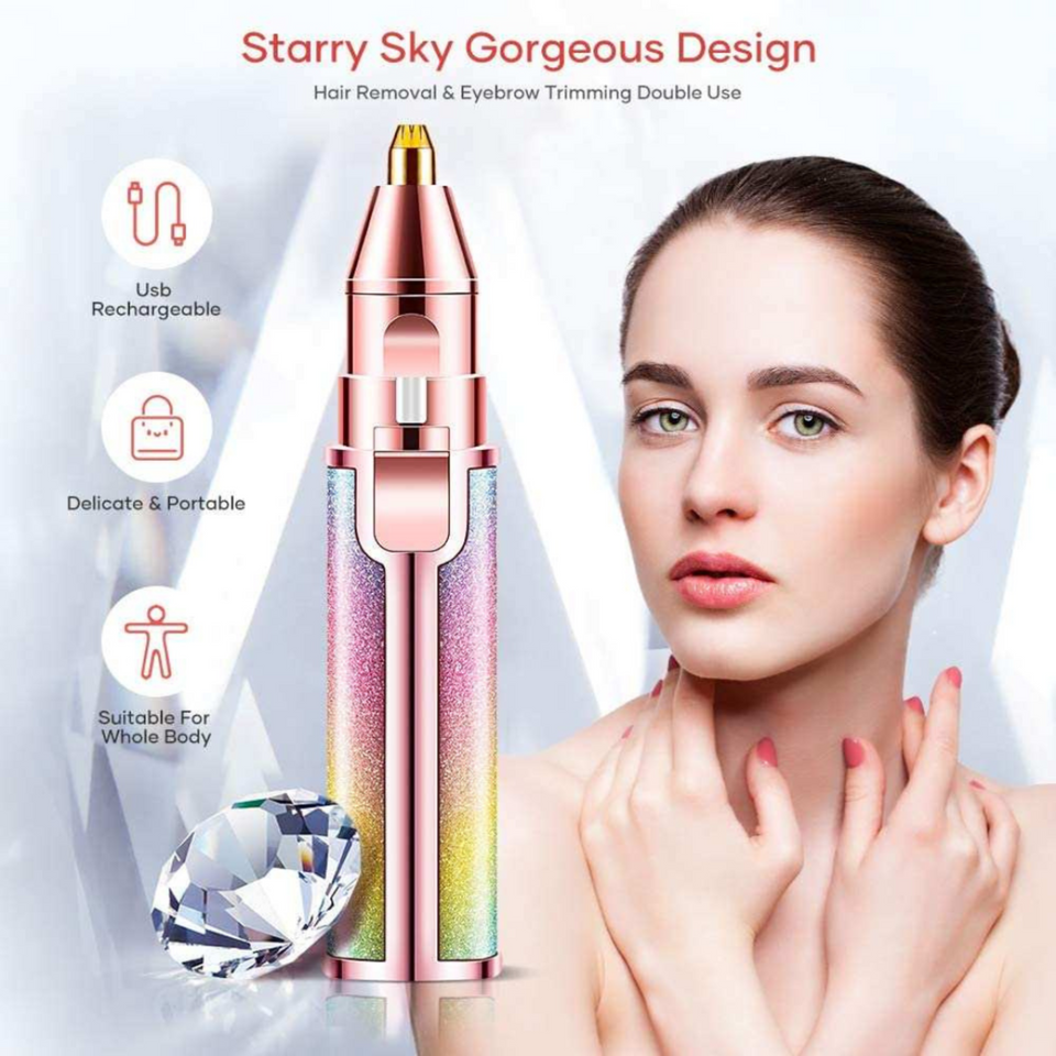 2-in-1 Facial Hair Remover & Eyebrow Trimmer Compact Grooming Tool