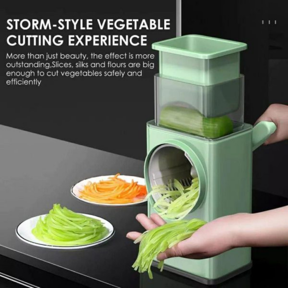4-in-1 Rotary Vegetable Chopper & Slicer Kitchen Prep Tool