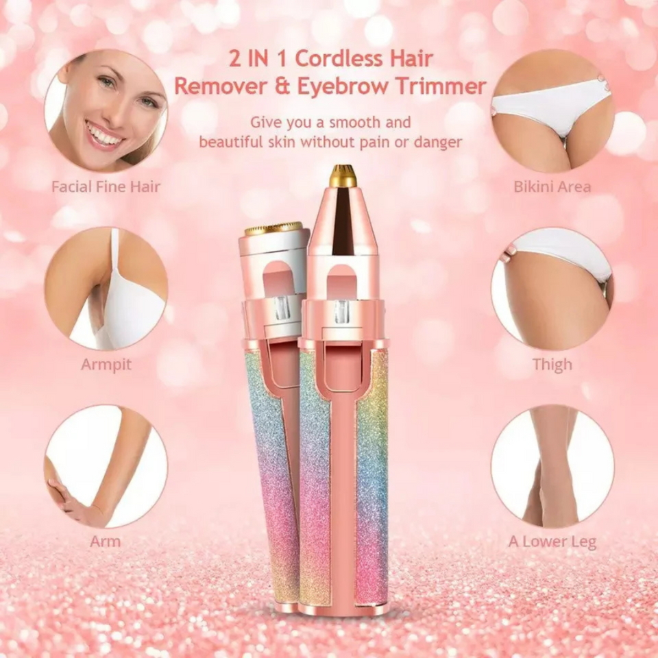 2-in-1 Facial Hair Remover & Eyebrow Trimmer Compact Grooming Tool