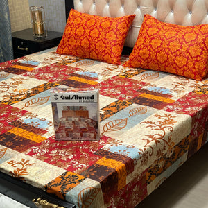 Gul Ahmad  Full Printed 3pc King Size  Bedsheets Gift Pack Bedsheet - Design 3