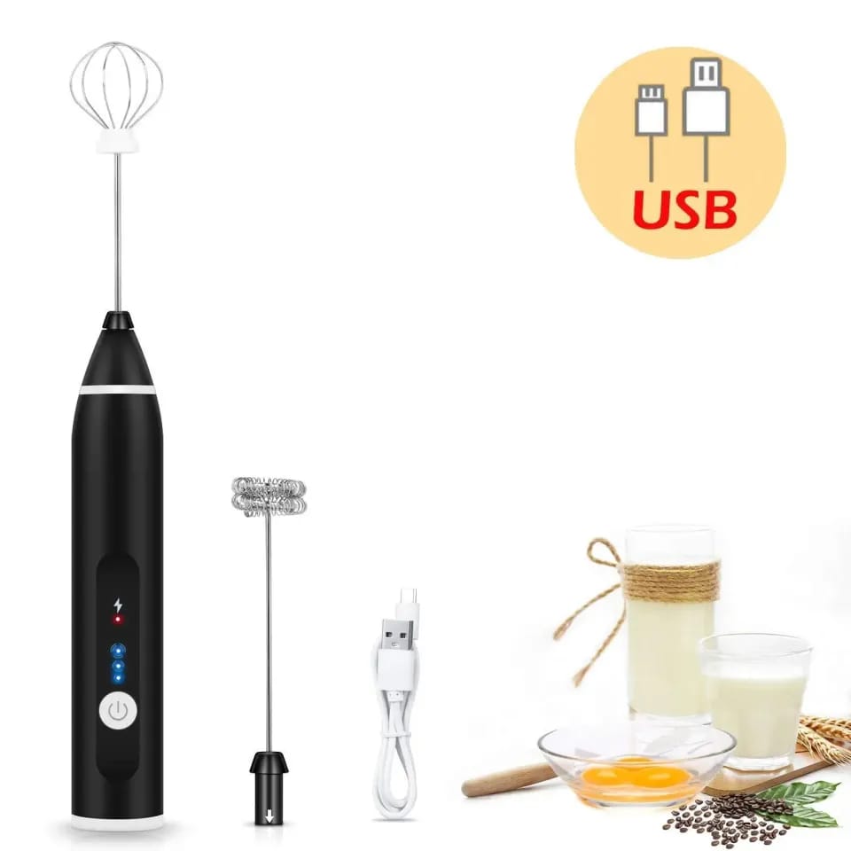 Electric Milk Frother & Coffee Whisk Handheld Kitchen Mixer