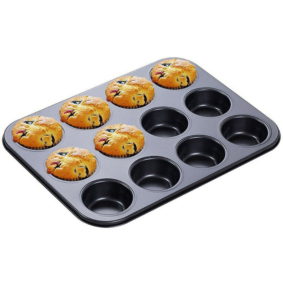 12 Hole Cupcake Tray, Muffin Pan,non stick cupcake baking pan kitchen