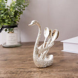 Stainless Steel Spoon Set with Swan Holder – Pack of 6