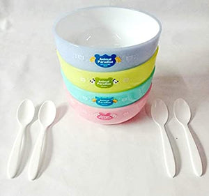 Animal Paradise Cartoon Bowls With Spoons – Set of 4