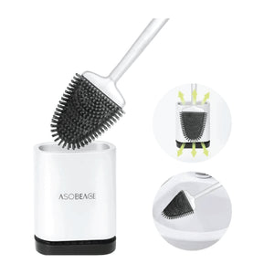 Silicone Toilet cleaner Brush non-Slip Long Handle with Toilet Brush