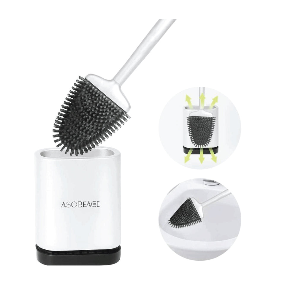 Silicone Toilet cleaner Brush non-Slip Long Handle with Toilet Brush